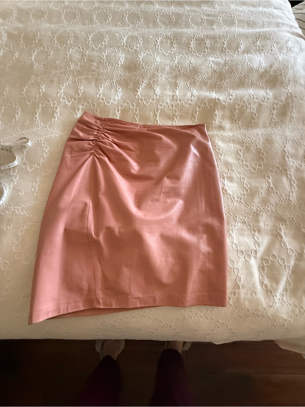 Luca Luca (Italian Designer) Genuine Leather Pencil Skirt in Dusty Rose